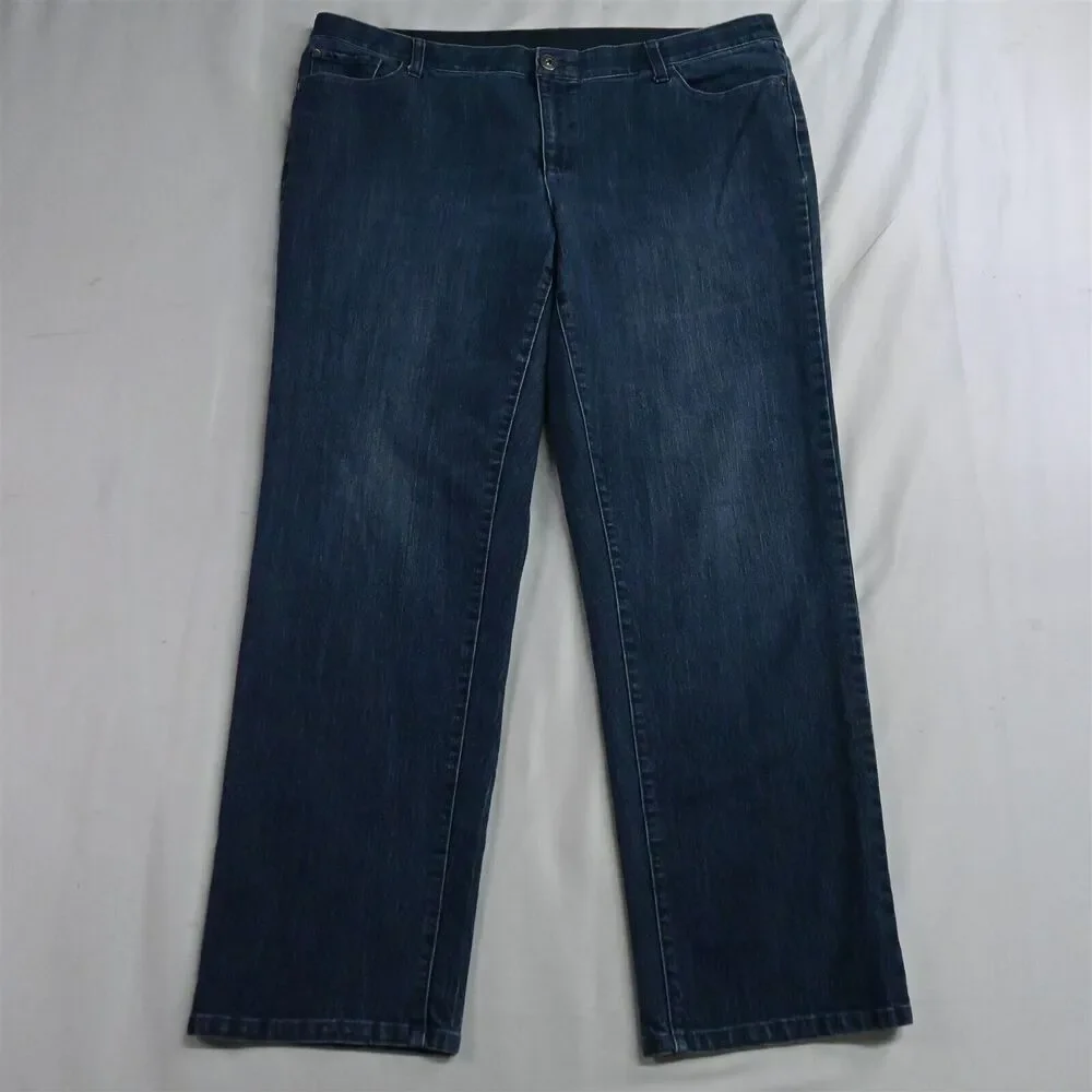 CJ Banks 18W Comfort Waist Straight Plus Dark Wash Stretch Denim Jeans